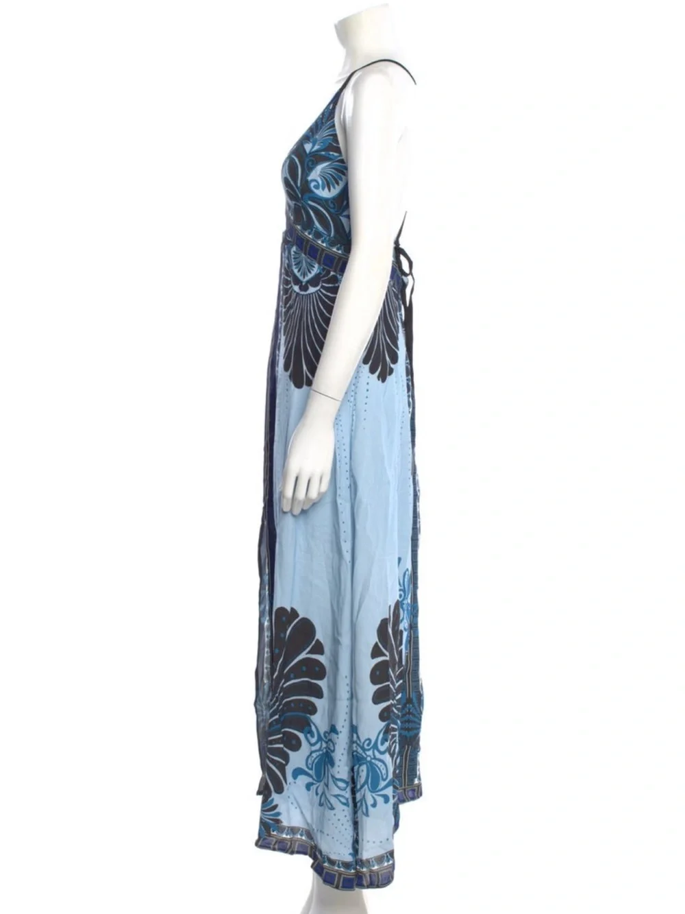 Reiss Emerson Printed V-Neck Maxi Dress in Blue - Picture 6 of 7